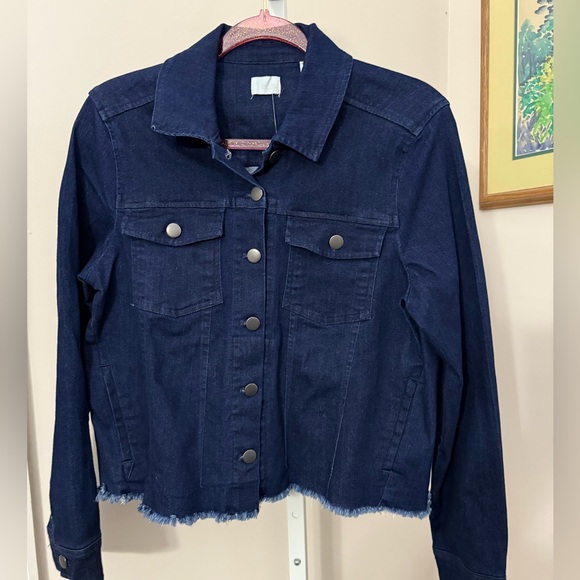 ecru Jackets & Blazers - ECRU Fringed Hem Denim Jacket. NWOT. Size Medium.